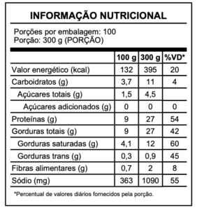 Tabela Nutricional - Strogonoff de Frango com Cuscuz Marroquino