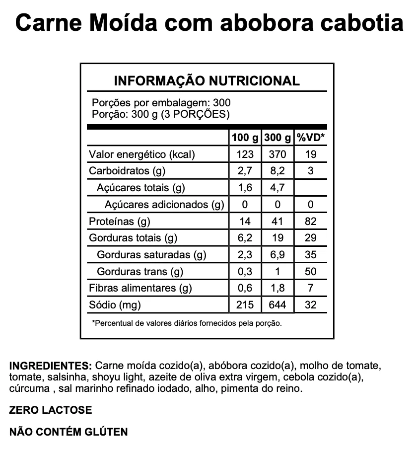 Carne Moída com abóbora cabotia