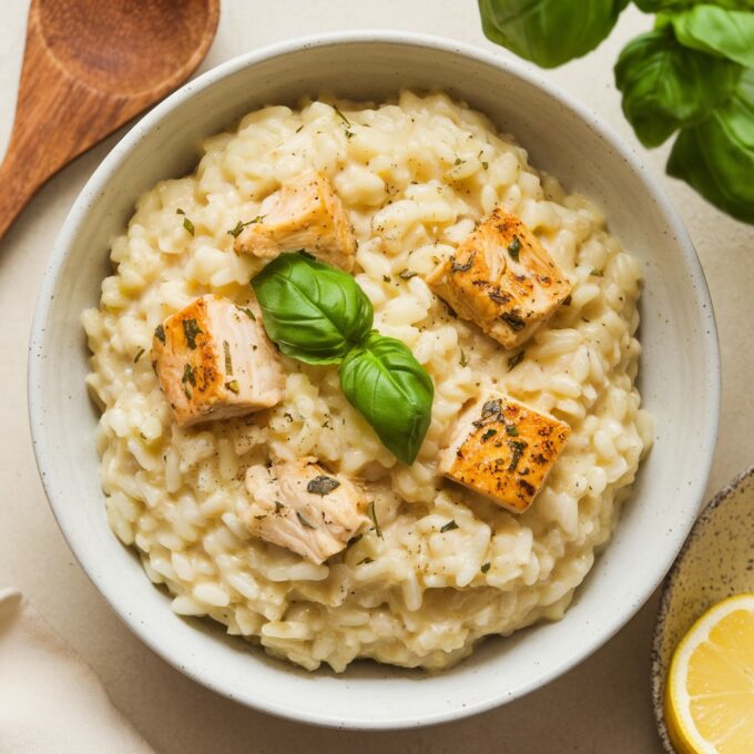 Risoto de Limão Siciliano com Cubos de Frango